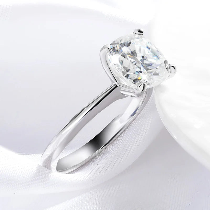 1CT 2CT 3CT 3.5CT 5CT Cushion Cut Moissanite Rings for Women Pass Diamond Test 925 Sterling Silver Wedding Band Wholesale