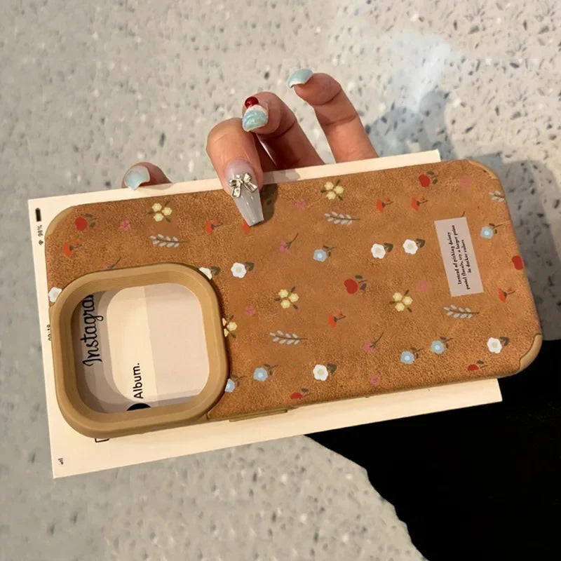 Branches and Leaves Broken Flowers Bonded Leather Phone Case For iPhone 17 16 Pro Max 15 14 Plus 13 12 11 XS X XR 17 Air Cover