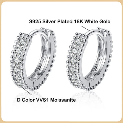 Luxury Designer 0.14CT Full Moissanite Hoop Earrings S925 Sterling Silver Earring For Women Party Wedding Fine Jewelry Gift