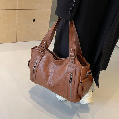 Daily Business Commuting Large Capacity Tote Hand Bags Soft Pu Leather Shoulder Bags for Women Zipper Women's Handbags Quality