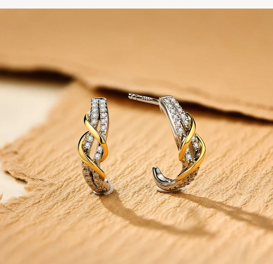 New Classic Moissanite Earrings 925 Steling Silver Yellow Plated Passed the Daimond Test Stud Earrings for Women Party