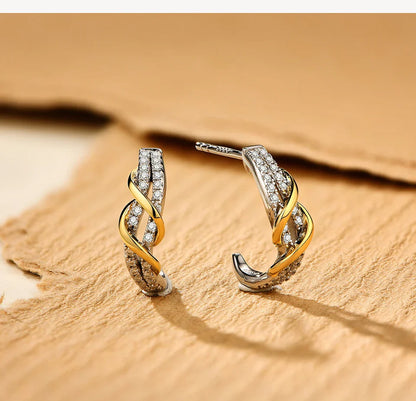 New Classic Moissanite Earrings 925 Steling Silver Yellow Plated Passed the Daimond Test Stud Earrings for Women Party