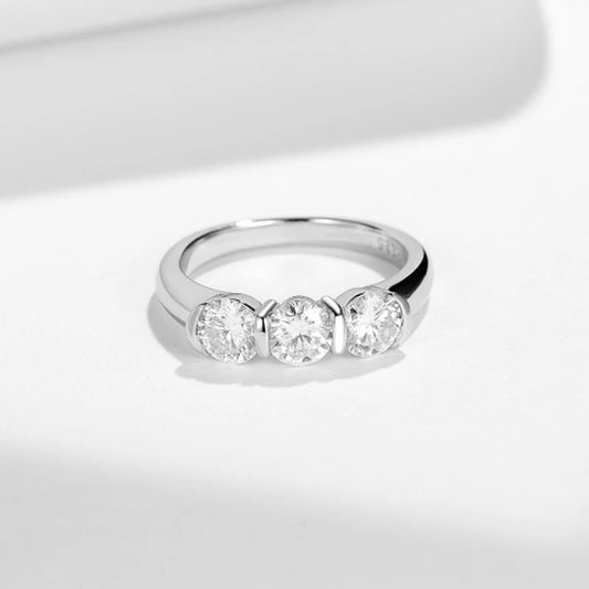 All 0.5ct D VVS1 Moissanite Ring for Women Sparkling Wedding Eternity Bands Sterling Silver 925 Rings Fine Jewelry Band
