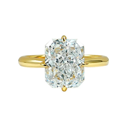 8 * 10 rectangular Redion 925 silver ring set with high carbon diamond daily diamond ring, niche and versatile for women