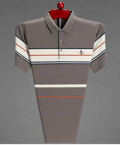 Luxury men's short sleeved polo shirt summer fashion hot selling striped top badge original design golf casual business T-shirt