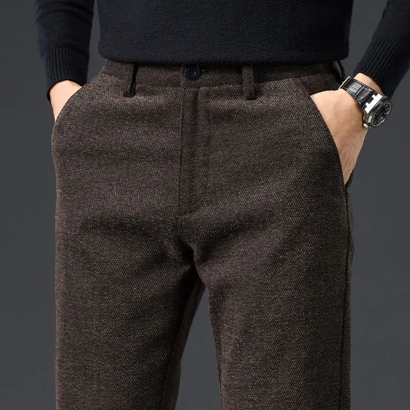 Men's Loose Casual Pants Autumn and Winter New Fashion Pocket Wide-leg Business Pants Comfortable Elastic Waist Stretch Pants