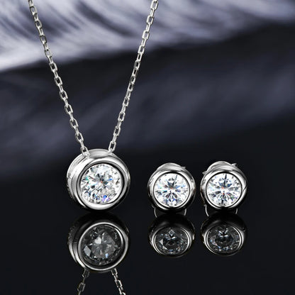 Real 3ctw. D Color Moissanite Jewelry Set 925 Silver 18k Gold Plated Pendant Necklace Stud Earrings Set for Women Men Gift