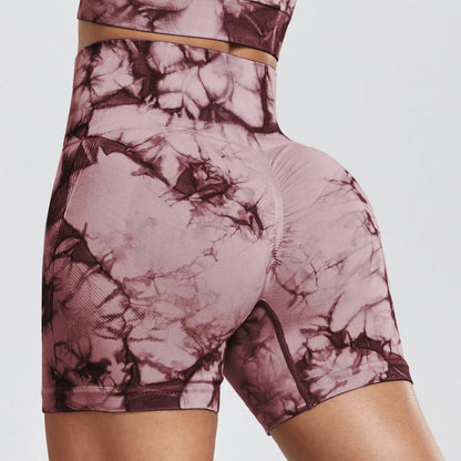 Tie Dye Summer Shorts Woman Fitness Seamless High Waist Sport Shorts Running Outdoors Skinny Shorts Activewear Running Outdoors
