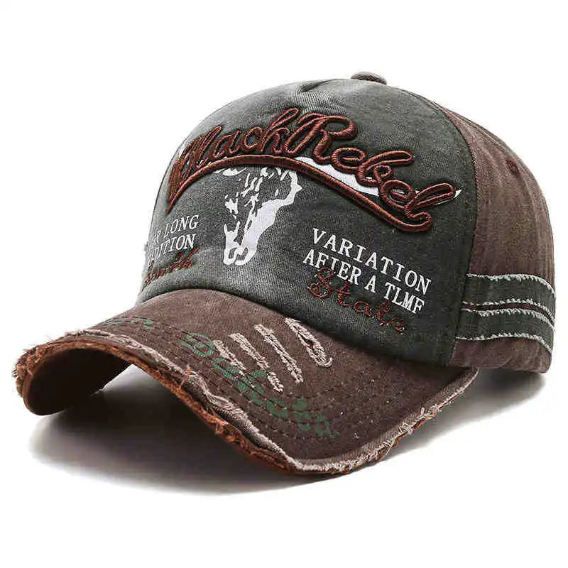 Bull Head Hat Men's Embroidery Letters Retro Washed Baseball Cap Old Korean Version Fashion Cap Classic Versatile Comfortable