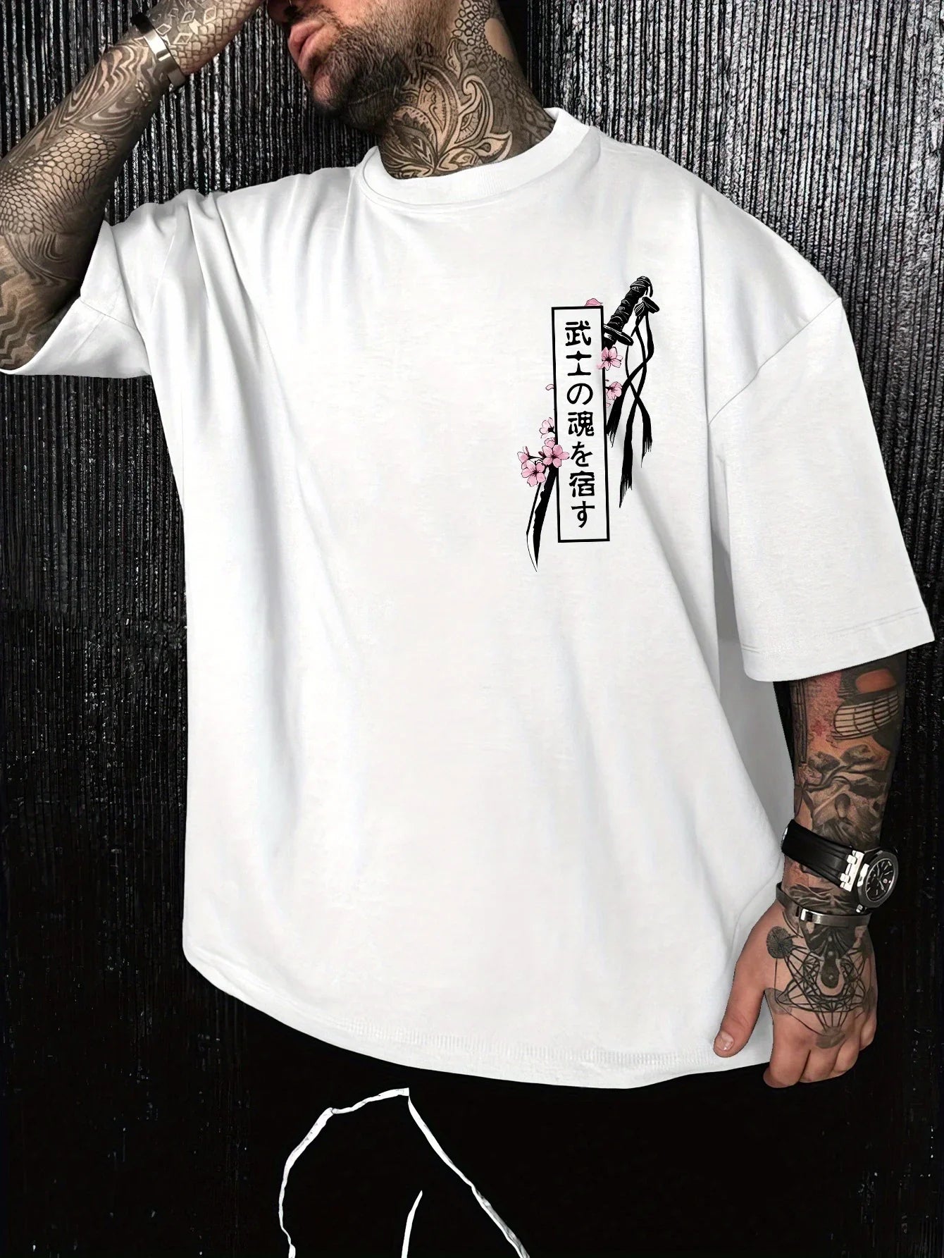 Japanese Samurai Sword Sakura Print 100% Cotton Men Women T-shirt Summer Autumn Daily Outdoor Sports Casual Street Short-sleeve