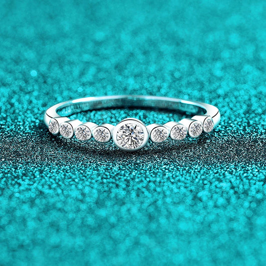 Full Moissanite Ring Engagement Rings for Women 925 Sterling Silver with White Gold Plated Wedding Promise Eternity Band