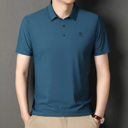 Gray Men's Cool Golf, Business Casual Polo Shirt，2024 Summer New Seamless T-shirt, Fashion Popular Lapel Short Sleeve