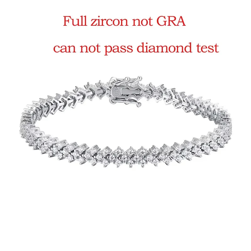 15-20CM 100% Real Moissanite Tennis Bracelets for Women Men's Hip Hop Sterling Silver 925 Chain Simulated Diamond Jewelry