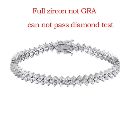 15-20CM 100% Real Moissanite Tennis Bracelets for Women Men's Hip Hop Sterling Silver 925 Chain Simulated Diamond Jewelry