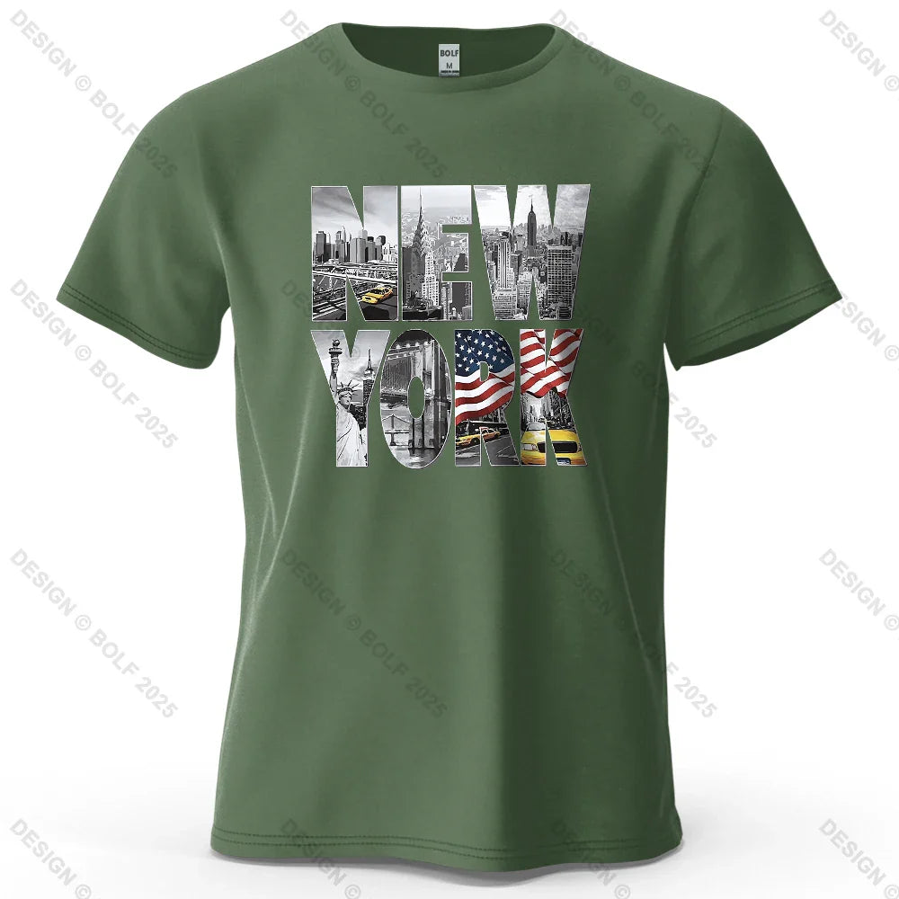 New York City Printed Men's T-Shirt 100% Cotton Oversized City Graphic Tees for Women Tops Tees Casual Streetwear
