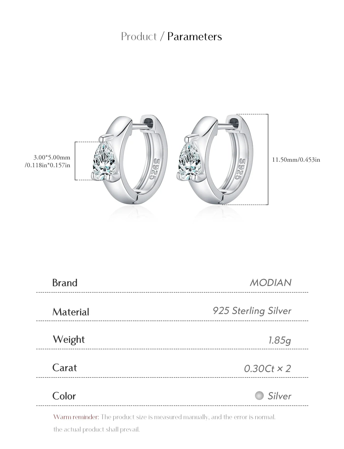 Water Drop D Color Moissanite Neutral Ear Buckle 925 Sterling Sliver Sparkling Hoop Earrings For Women Fine Jewelry