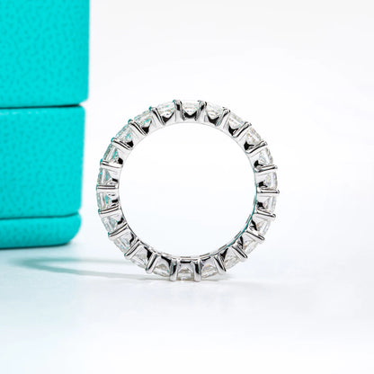 3mm Princess Cut D Color Moissanite Eternity Band 925 Sterling Silver 18k Gold Plated Wedding Rings Jewelry Wholesale