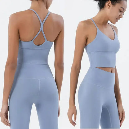 Women's Naked Feeling Sports Bra and Leggings Two Piece Set - High Waist Gym Outfits for Female Fitness, Activewear Sports Sets