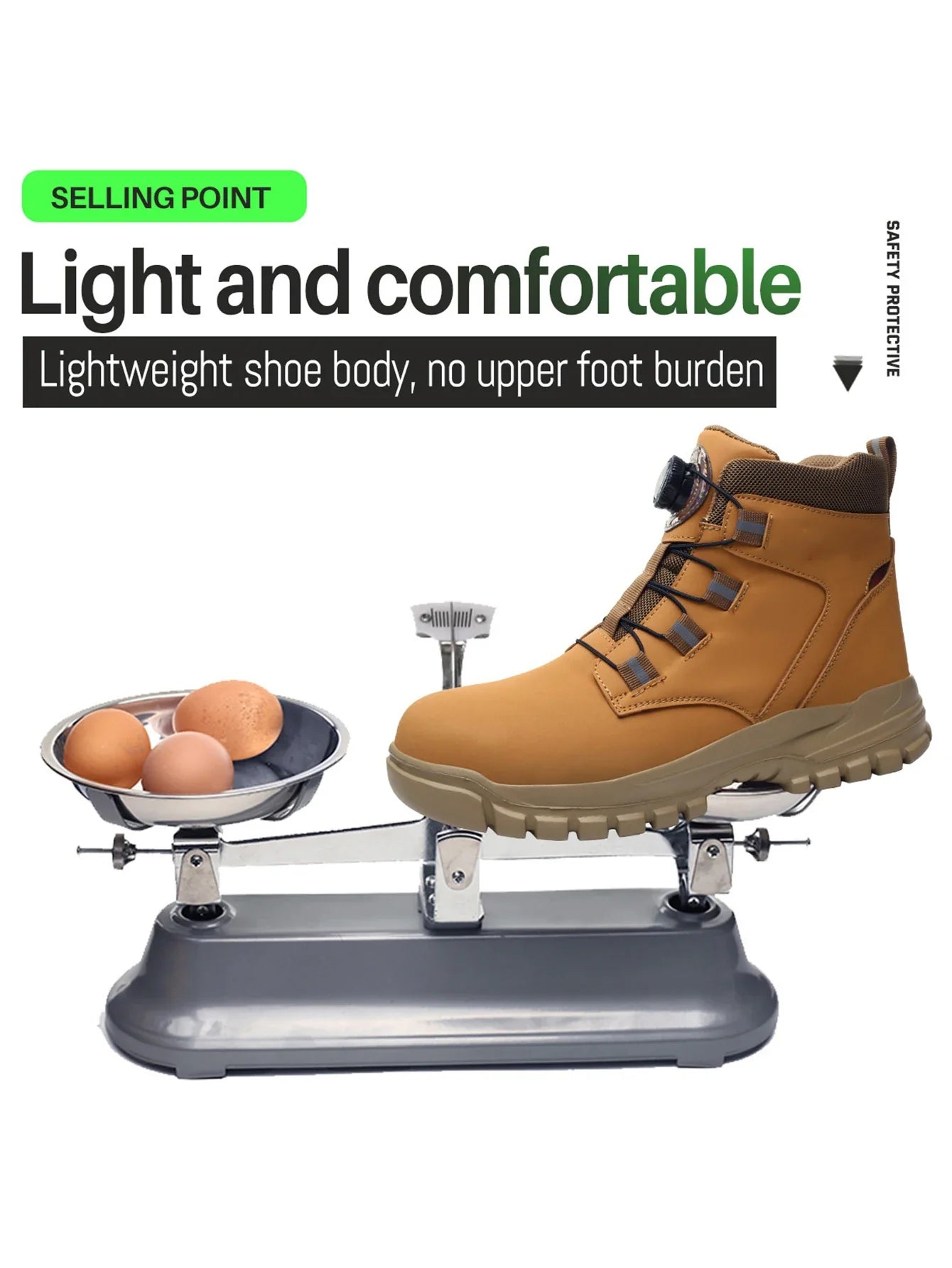 Leather Non Slip Work Boots for Men Rotating Button Safety Shoes Steel Toe Sneaker Male Puncture Proof Protective Boots