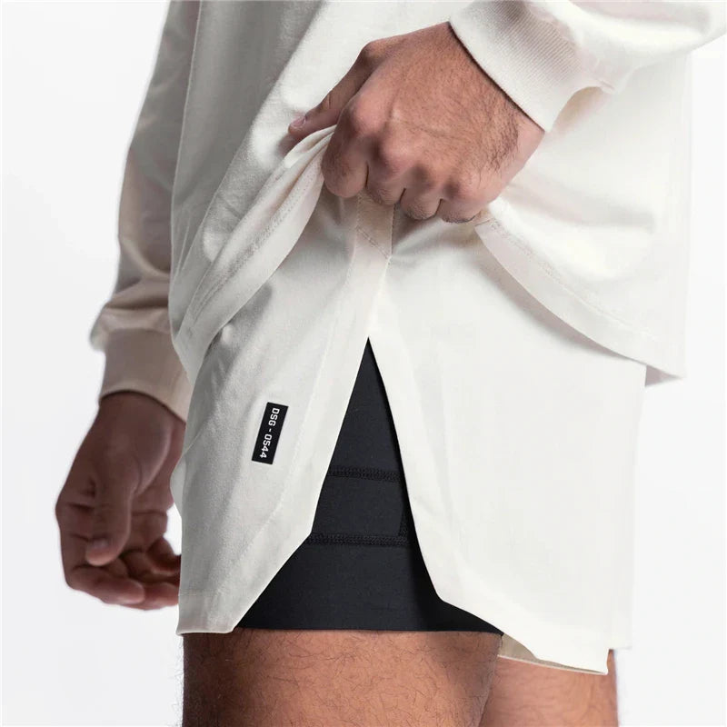 Men's 2-in-1 Summer Running Shorts Breathable Quick-Dry Basketball Training