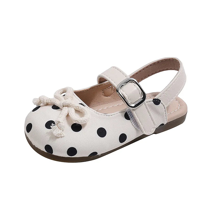 2026  Spring Autumn New Baby Shoes Cute Polka Dot Bow Girls Hollow Children's School Student Loafer Flats