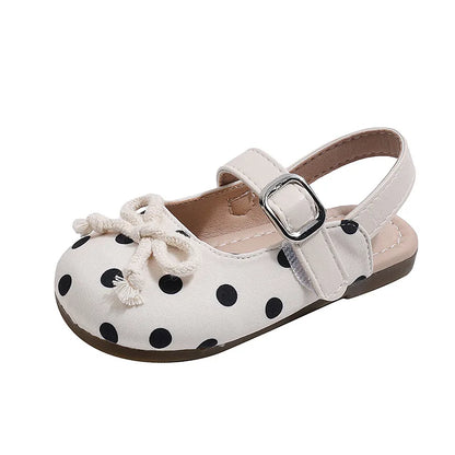 2026  Spring Autumn New Baby Shoes Cute Polka Dot Bow Girls Hollow Children's School Student Loafer Flats