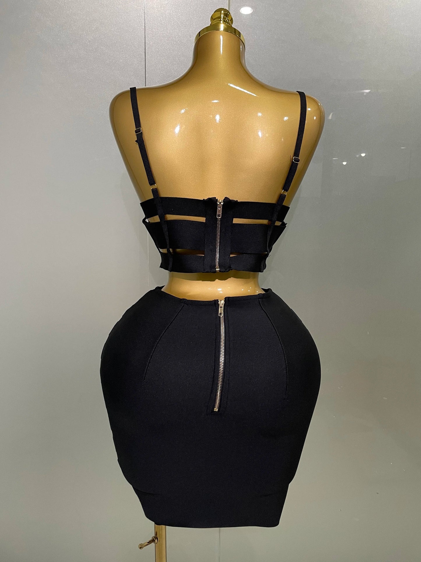 High Quality Women Sexy Bandage Tops Fashion Pencil Skirts Set Nightclub Party Celebrate Women's Set