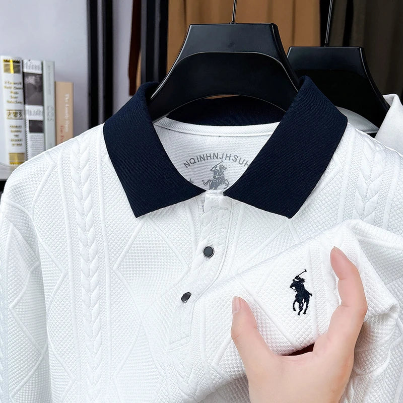 Pecking Men's Summer Light Luxury Collar Polo Shirt Short Sleeved T-shirt Fashionable Versatile Top