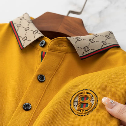 2025 New Summer Men's Business Leisure High end Fashion Boutique Embroidery Original Design Top Short sleeved Polo Shirt
