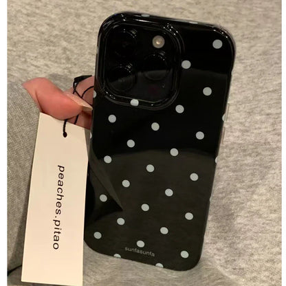 Black White Polka Dot Phone Case For iPhone 17 Air 16 Pro Max 15 14 Plus 13 12 Mini 11 Shockproof Silicone Back Cover