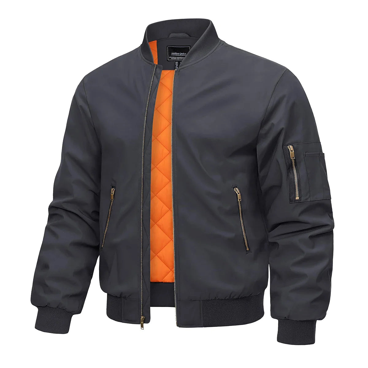 Bomber Jacket Men Warm Zip Up Winter Padded Coat Casual Baseball Jackets Pilot Windbreaker Varsity Jackets