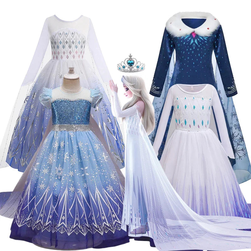 Frozen 2 Elsa Princess Girls Dress Up Snow Queen Costume Carnival Party Halloween Kids Carnival Birthday Party Clothes