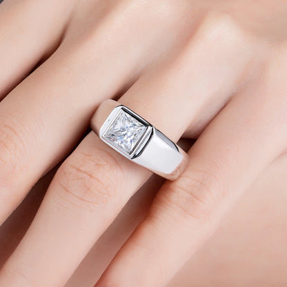 2ct  Princess Cut D Color Moissanite Engagement Men Ring Gold Plated S925 Silver Luxury Rings For Men Jewelry Wholesale
