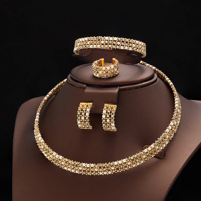 Dubai Casamento Nupcial Conjuntos Completos De Joias Para Mulheres Festa Luxo Nigéria Banhado A Ouro Contas Gargantilha Colar Conjunto De Joias