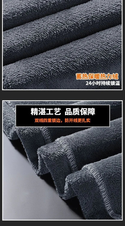 Winter New Fashionable Solid Color With Thick Fleece and Warm Straight Leg Elastic Jeans For Men's Casual Sports High-end Jeans