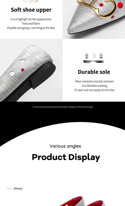 2025 Women's Flat Shoes New Punching Design Pointed Woman Shoes Simple Anti slip