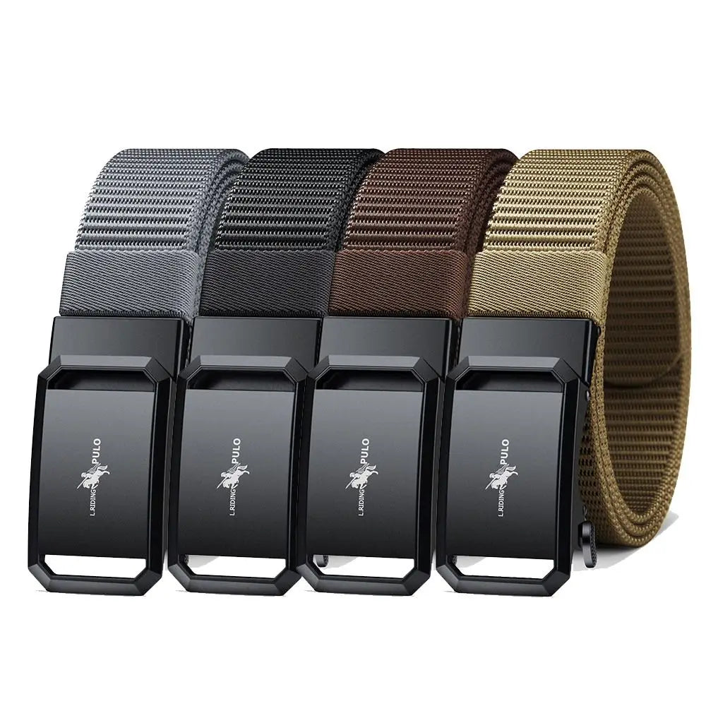 Men Business Belt Nylon Canvas Belt Black Automatic Buckle Belt Casual Simple Wild Style Trendy Jeans Belt