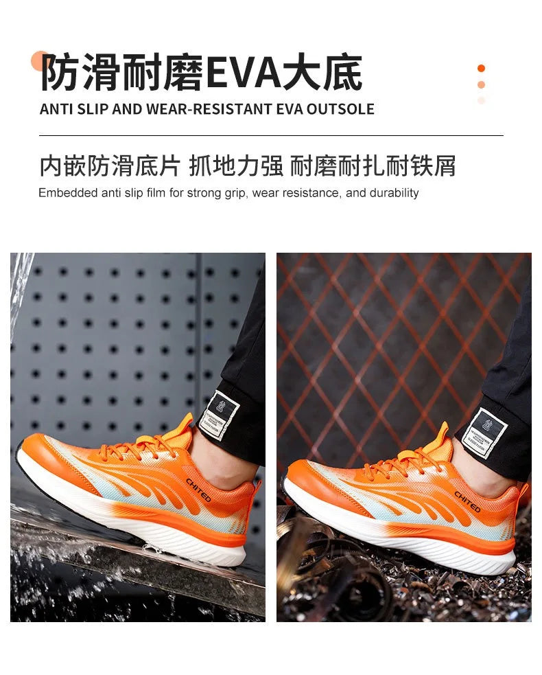 Soft-soled non-slip safety shoes four seasons models men's anti-smash anti-puncture steel head safety shoes new models