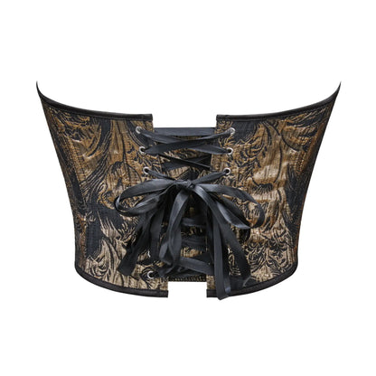 Women Fashion Corset Crop Top Lace Up Brocade Overbust Bustiers Body Shaper Lingerie Sexy Woman Push Up Corselet