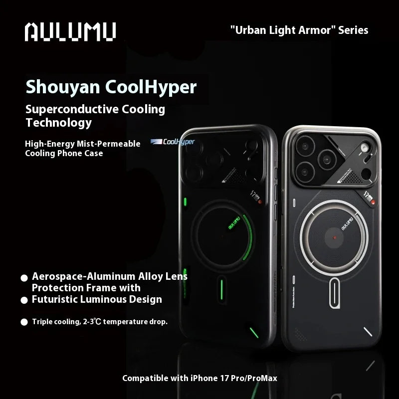 Magnetic Phone Case for iPhone 17 Pro/Pro Max Heat Dissipation Aluminum Alloy Thermal Case with Lens Protective Frame