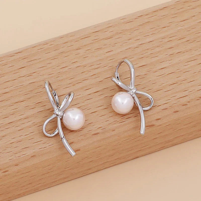 New 925 Sterling Silver Hoop Earrings Pearl Droplet Irregular Vintage Punk For Women Girl Gift Jewelry Dropshipping Wholesale