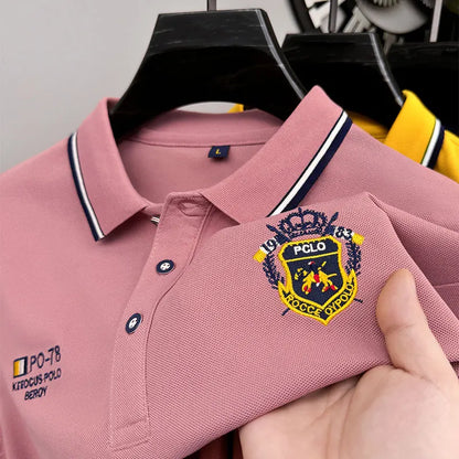 Designer Quality Men's Polo Shirt Lapel Long Sleeve T-Shirt Autumn New Badge Horse Embroid Fashion Business Casual Menswear Top