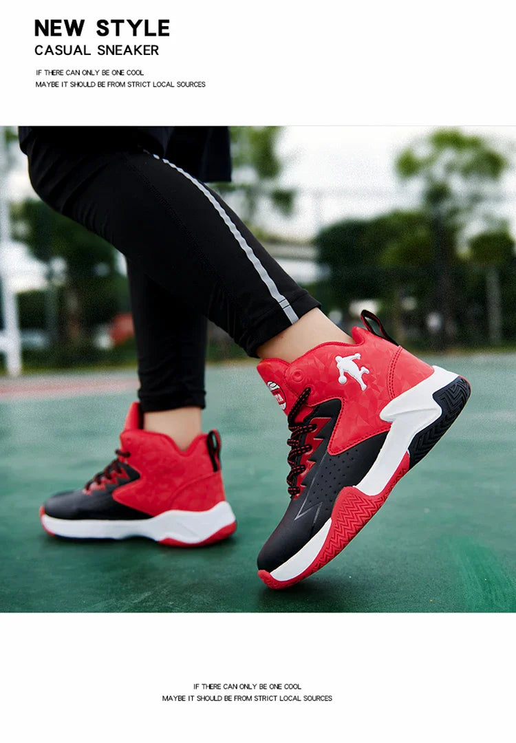Fashion Brand Basketball Shoes Boy Kid Trainers Non-slip Children's Sports Shoes Outdoor Leather Basketball Sneakers Kids Girls
