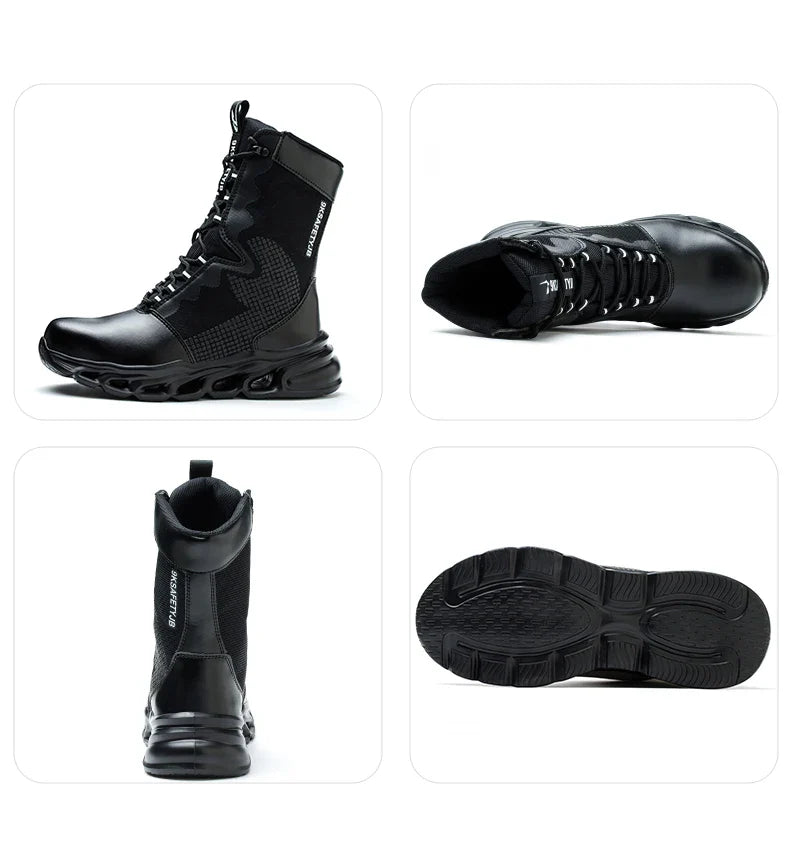 Safety Shoes Men Boots High Top Work Sneakers Steel Toe Anti-smash Puncture-Proof Work Boots Breathable Indestructible Shoes