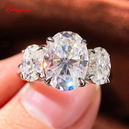 Certified 2CT 4CT Oval Cut All Moissanite Rings for Women Bride Wedding Bands Lab Diamond Gift 100% 925 Sterling Silver