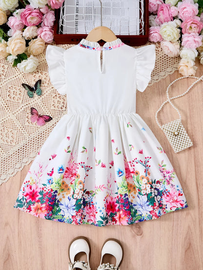 New Summer Children Dresses With Bow Print Casual Dress Outdoor Carnival Birthday Party Girl Clothes Cute Girl Skirt 2-10Y