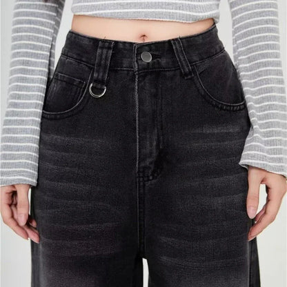 Summer Men Baggy Jeans Unisex Vintage American Style Straight Wide Leg Denim Pants Fashion Brand Hot Sale Casual Trousers