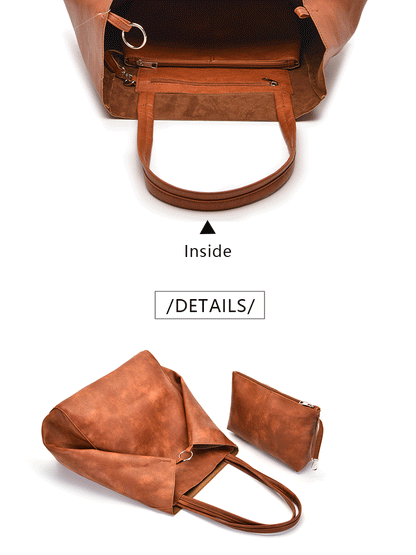 Retro 2 Set Bag Shoulder Bags High Capacity Tote Bags Metal Button Handbags Solid Color Multifunction Beach Bag For Ladies