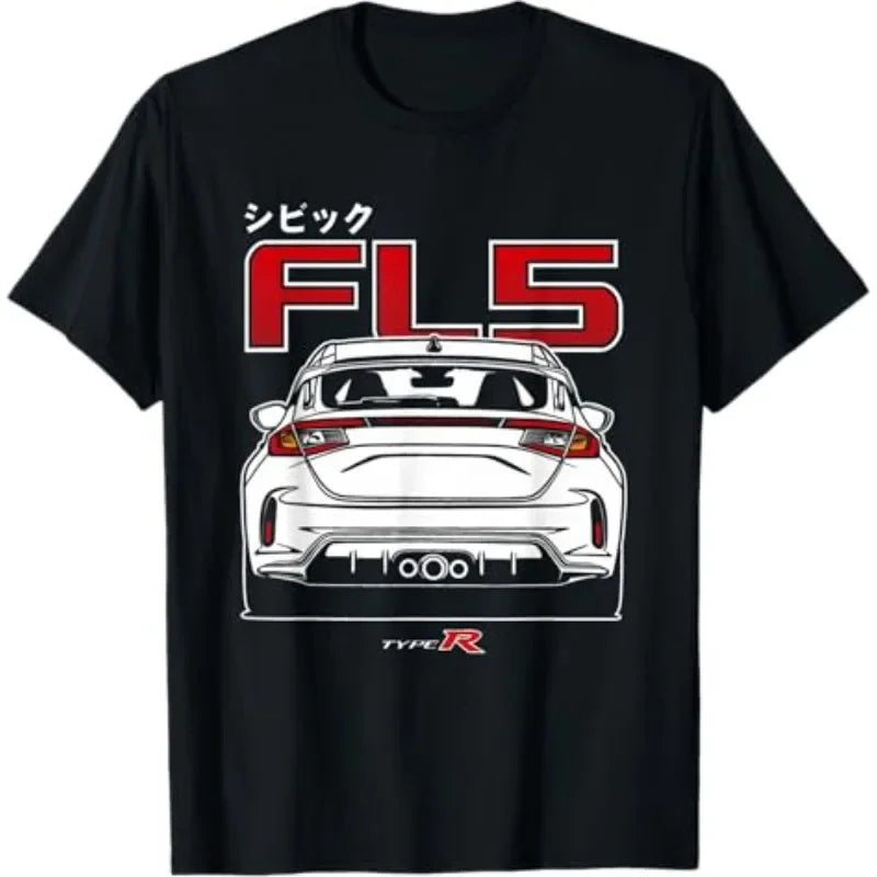 2026 Civic Type R FL5 JDM Performance Spoiler Graphic T-Shirt 100% Cotton Black Adult Automotive Enthusiast Casual Tee