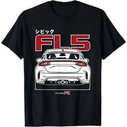 2026 Civic Type R FL5 JDM Performance Spoiler Graphic T-Shirt 100% Cotton Black Adult Automotive Enthusiast Casual Tee